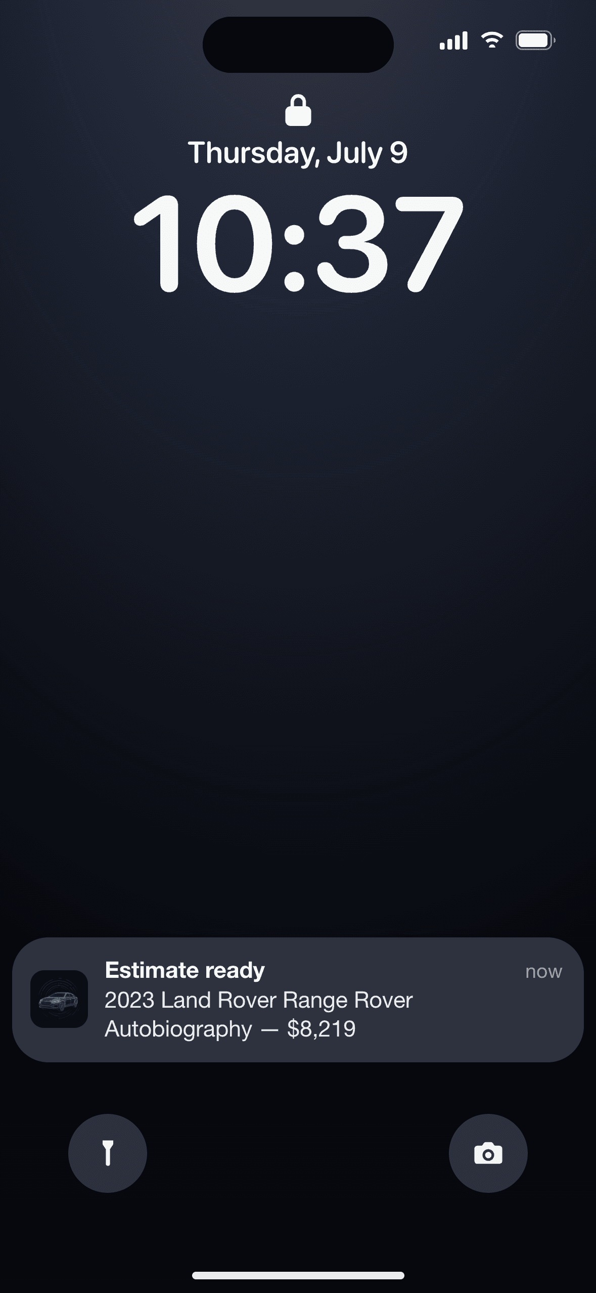 Collision Vision estimate ready notification